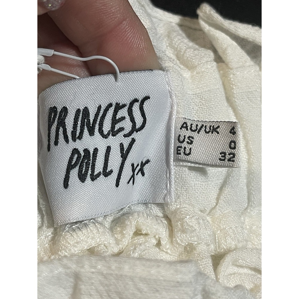 100% Recycled Princess Polly Cream Shorts NWT F -52 - Picture 2 of 5